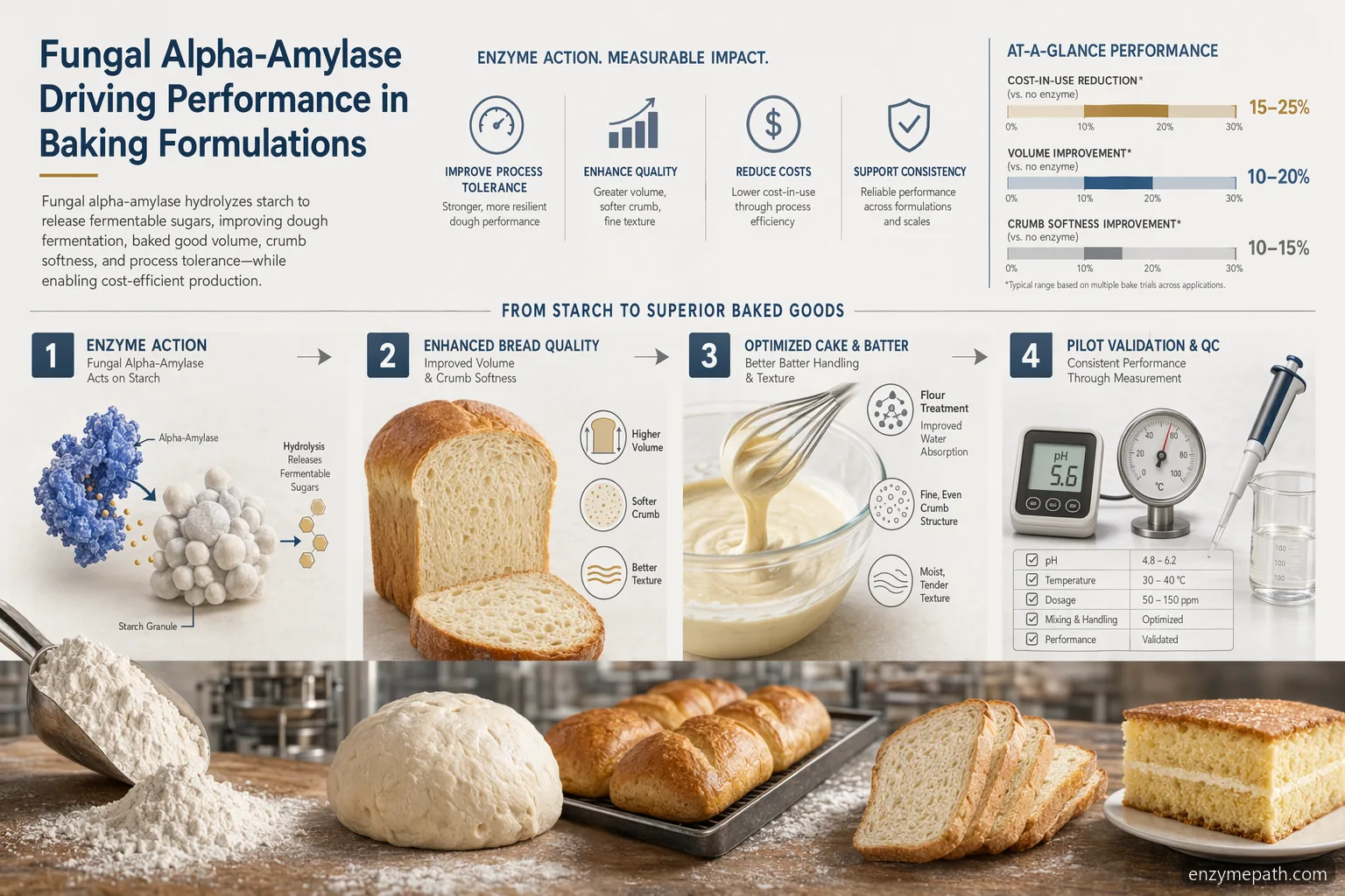 Backenzym-Markt: fungal alpha-amylase-Leitfaden mit Dosierung, Brotvolumen, Mehlbehandlung und QC-Symbolen